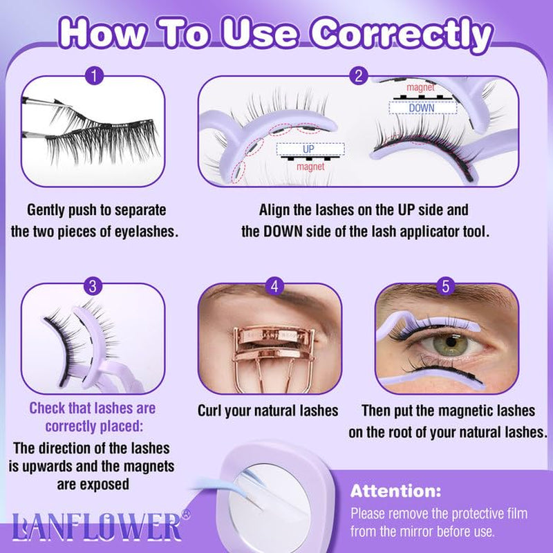 Magnetic Eyelashes with Applicator Reusable Magnetic Lashes No Glue Needed Magnetic Eyelashes without Eyeliner Cat Eye Natural Look Magnetic Eyelashes Magnetic Lashes by