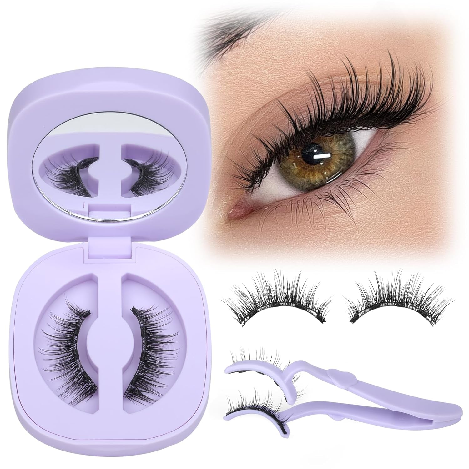 Magnetic Eyelashes with Applicator Reusable Magnetic Lashes No Glue Needed Magnetic Eyelashes without Eyeliner Cat Eye Natural Look Magnetic Eyelashes Magnetic Lashes by